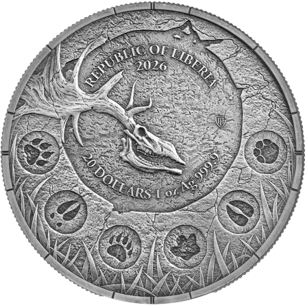 Srebrna Moneta Germania Mint Megafauna: Giant Deer 2026 Oblivion, 1 uncja - rewers Srebrna Moneta Germania Mint Megafauna: Giant Deer 2026 Oblivion, 1 uncja - rewers