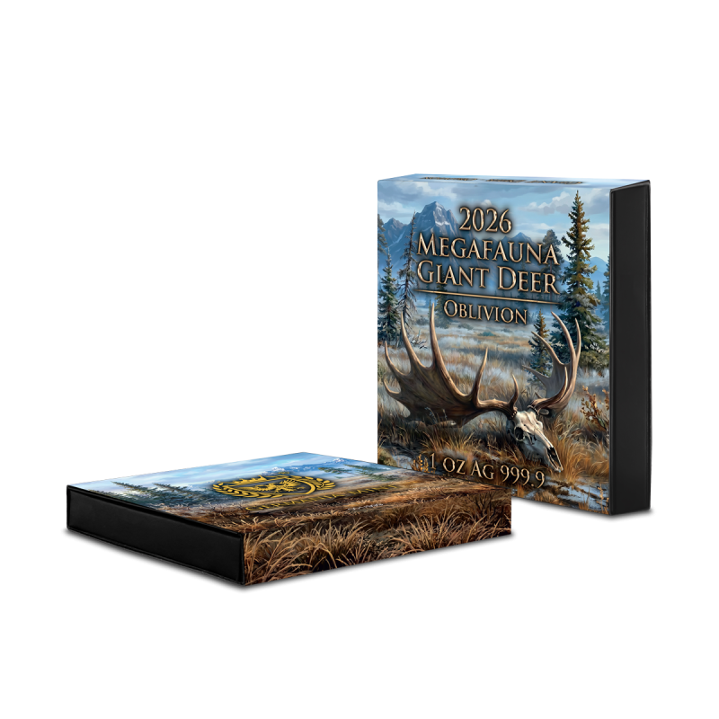 Germany Mint Silver Coin "Megafauna: Giant Deer" 2026 Oblivion, 1 ounce - box Germany Mint Silver Coin "Megafauna: Giant Deer" 2026 Oblivion, 1 ounce - box