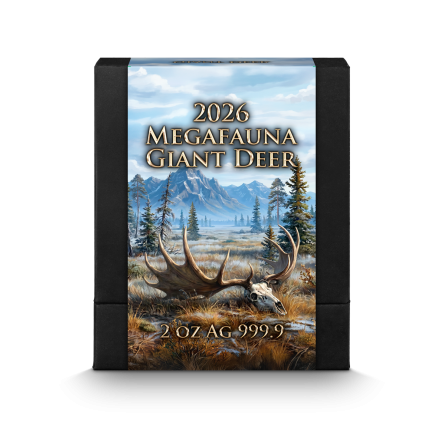 Srebrna Moneta Germania Mint Megafauna: Giant Deer 2026 UHR, 2 uncje Srebrna Moneta Germania Mint Megafauna: Giant Deer 2026 UHR, 2 uncje