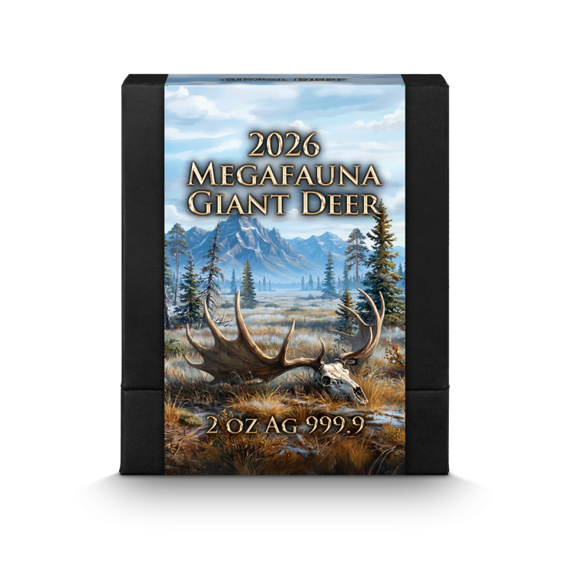 Srebrna Moneta Germania Mint Megafauna: Giant Deer 2026 UHR, 2 uncje Srebrna Moneta Germania Mint Megafauna: Giant Deer 2026 UHR, 2 uncje