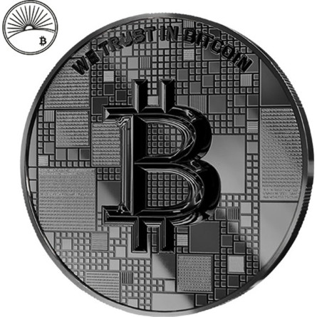 Srebrny Medal Bitcoin Genesis 1000 SATS, 21 grama Black Ruthenium - front