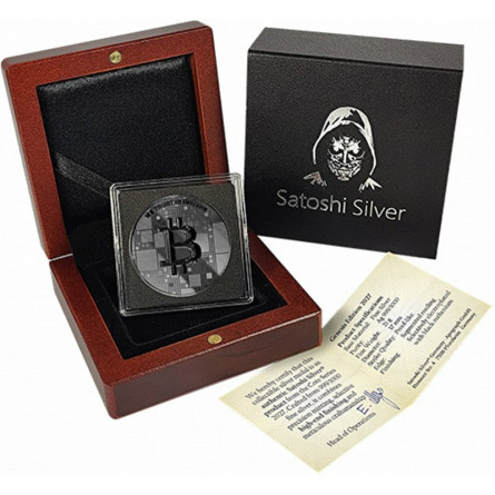 Srebrny Medal Bitcoin Genesis 1000 SATS, 21 grama Black Ruthenium - box Srebrny Medal Bitcoin Genesis 1000 SATS, 21 grama Black Ruthenium - box