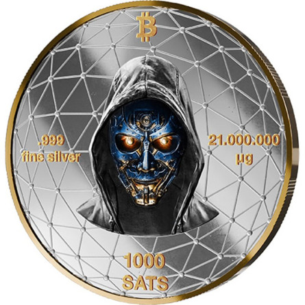 Срібна медаль «Bitcoin Signature» 1000 SATS, 21 грам срібла + золота