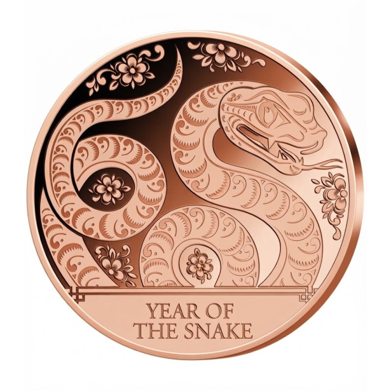 Kupfermedaille „Year of the Snake“, 1 Unze, Vorderseite Kupfermedaille „Year of the Snake“, 1 Unze, Vorderseite