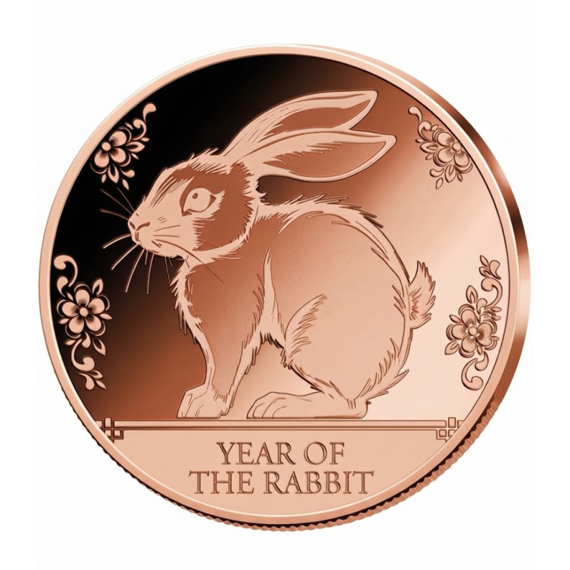 Miedziany Medal Year of the Rabbit, 1 uncja - front