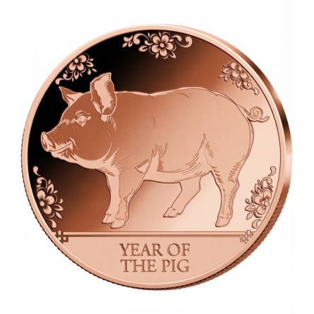 Miedziany Medal Year of the Pig, 1 uncja front