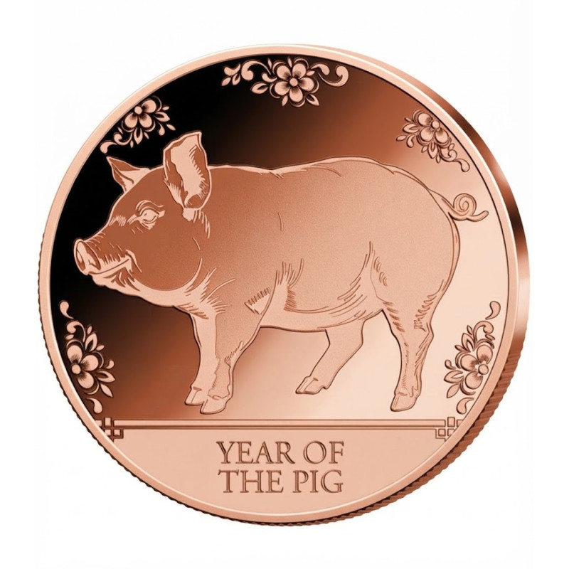 1-Ounce "Year of the Pig" Copper Medal (Obverse) 1-Ounce "Year of the Pig" Copper Medal (Obverse)