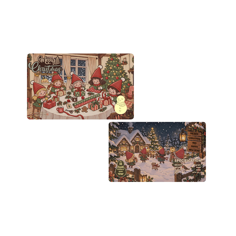 Золотий інвестиційний зливок «Today Christmas Snowman», 1 грам