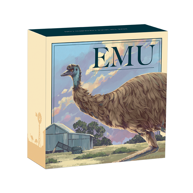 Срібна монета «Australian Emu 2026 Color», 1 унція — коробка № 2