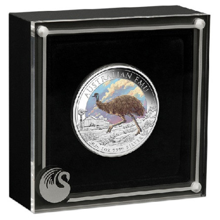 Srebrna Moneta Australian Emu 2026 Color, 1 uncja - box 1