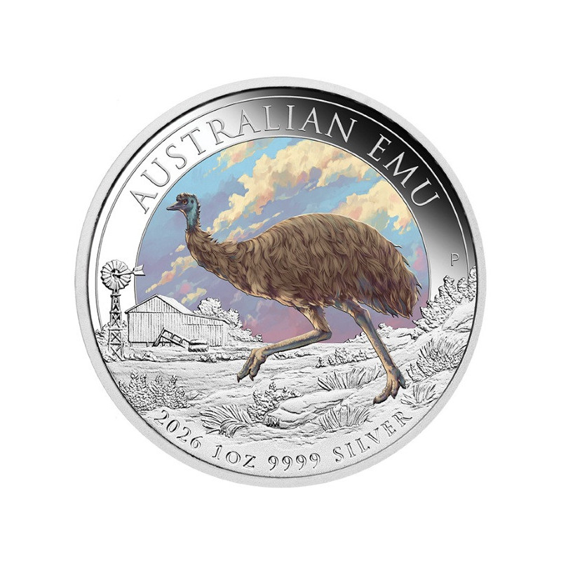 Srebrna Moneta Australian Emu 2026 Color, 1 uncja - rewers