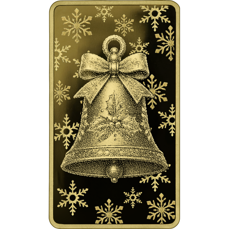 Goldbarren von Germania Mint: Christmas Bell Proof, 1/100 Unze – Vorderseite Goldbarren von Germania Mint: Christmas Bell Proof, 1/100 Unze – Vorderseite