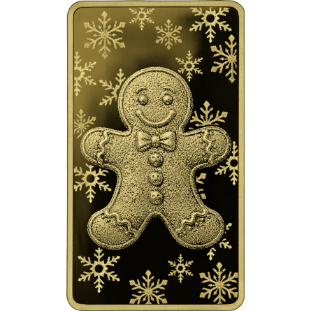 Złota Sztabka Germania Gingerbread Man Proof, 1/100 uncji - bar front