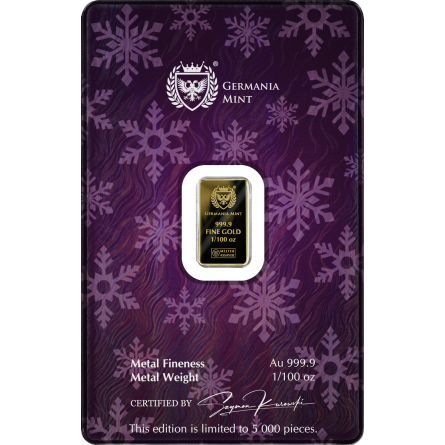 Goldbarren „Germania Gingerbread Man Proof“, 1/100 Unze – Vorderseite der Karte