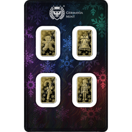 Zestaw Złotych Sztabek Germania Mint Christmas 4x 1/200 uncji - front