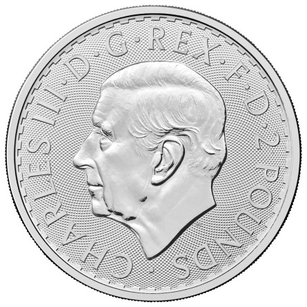 Silbermünze „Britannia“ 2027, 1 Unze – Vorderseite Silbermünze „Britannia“ 2027, 1 Unze – Vorderseite