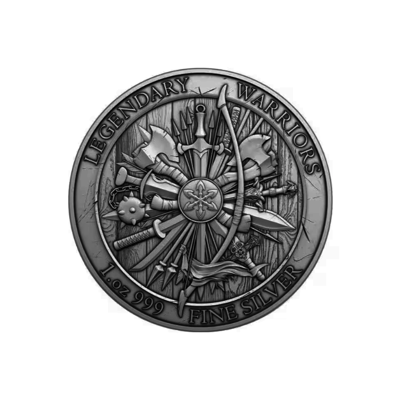 Silbermedaille „Legendary Warriors: Attila der Hunne“ (Antik-Optik), 1 Unze – Vorderseite Silbermedaille „Legendary Warriors: Attila der Hunne“ (Antik-Optik), 1 Unze – Vorderseite