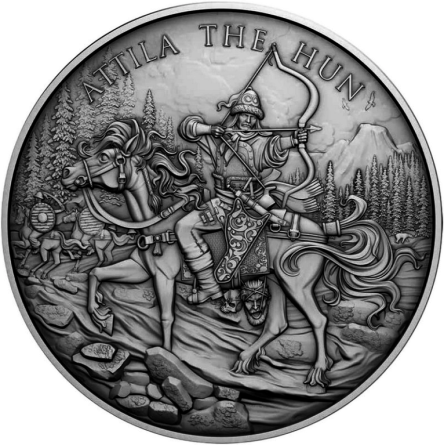 Srebrny Medal Legendary Warriors: Attila the Hun Antiqued, 1 uncja - rewers
