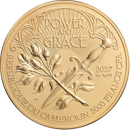 "The Aegis: Power and Grace" 2027 Silver Coin, 2 ounces - reverse side