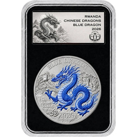 Srebrna Moneta Rwanda, Blue Dragon 2026 Reverse Proof, 1 uncja - rewers