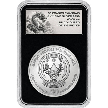Silbermünze Ruanda, „Blue Dragon 2026“, Reverse Proof, 1 Unze – Rückseite