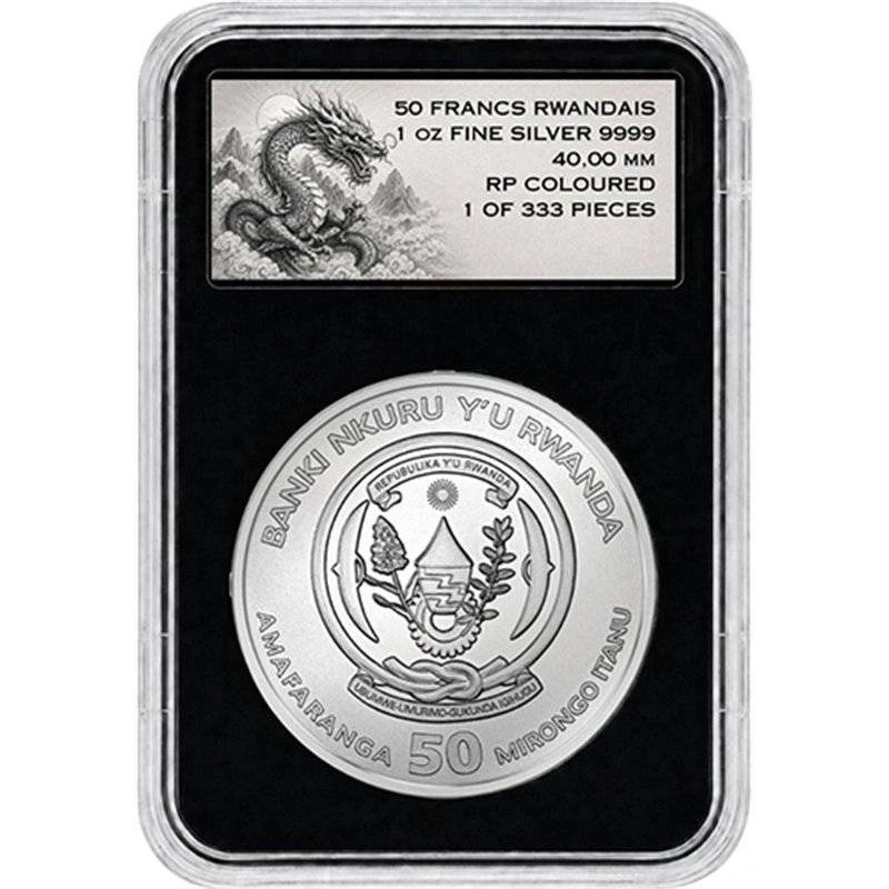 Silbermünze Ruanda, „Blue Dragon 2026“, Reverse Proof, 1 Unze – Vorderseite Silbermünze Ruanda, „Blue Dragon 2026“, Reverse Proof, 1 Unze – Vorderseite