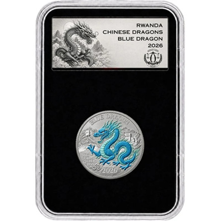 Srebrna Moneta Rwanda, Blue Dragon 2026 Color, 1/12 uncji - rewers