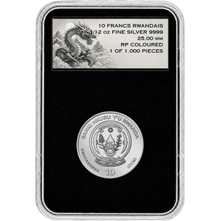 Rwanda Silver Coin, Blue Dragon 2026 Color, 1/12 ounce - reverse side