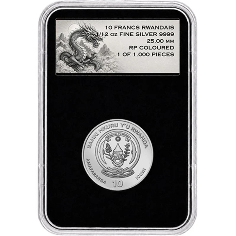 Srebrna Moneta Rwanda, Blue Dragon 2026 Color, 1/12 uncji - awers