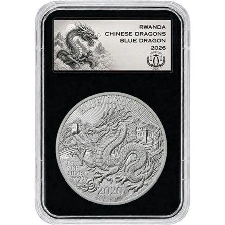 Srebrna Moneta Rwanda, Blue Dragon 2026 Reverse Proof, 1 uncja - rewers