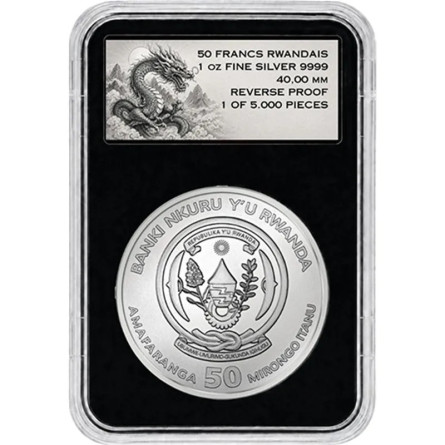 Rwanda Silver Coin, Blue Dragon 2026 Reverse Proof, 1 ounce - reverse side