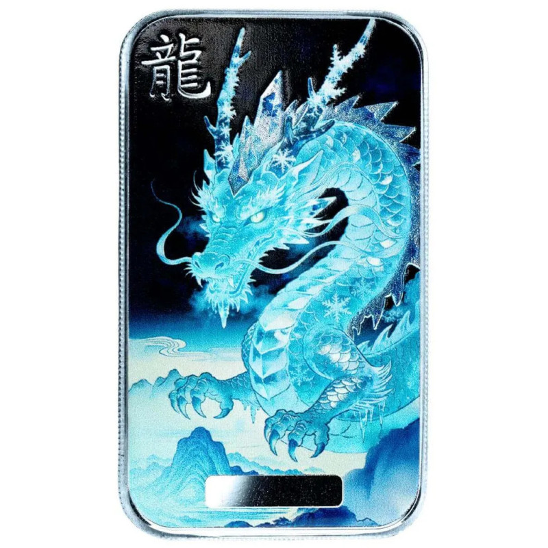 Silberbarren „Dragon Hánshuāng Winter Frost 2026“, 1 Unze – Vorderseite
