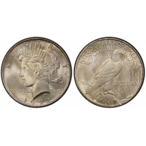 1922–1926 Silver Peace Dollar, 26.7 g (good condition) - both