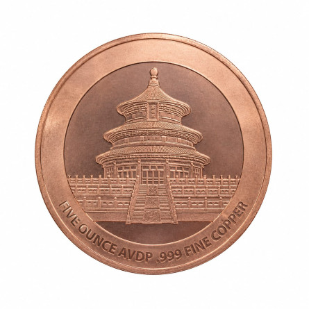 Panda-Medaille aus Kupfer, 5 Unzen – Vorderseite