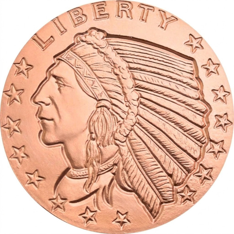 Miedziany Medal Indian Head, 1 uncja - front Miedziany Medal Indian Head, 1 uncja - front