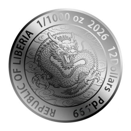 Palladowa Moneta w Karcie Temple of Heaven 2026, 1/1000 uncji - coin back