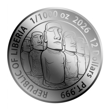 Platynowa Moneta w Karcie Moai 2026, 1/1000 uncji - coin back