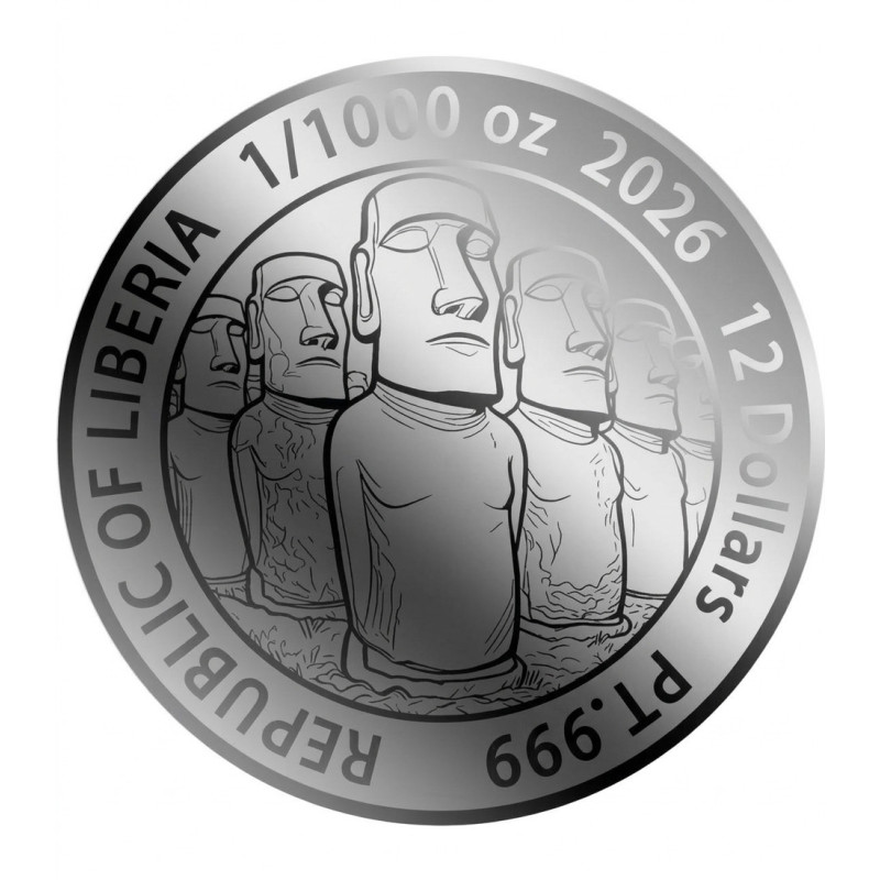 Platynowa Moneta w Karcie Moai 2026, 1/1000 uncji - coin back