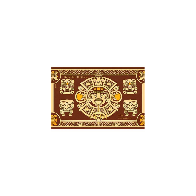 Aztec 2026 Silver Banknote, 5g, back Aztec 2026 Silver Banknote, 5g, back