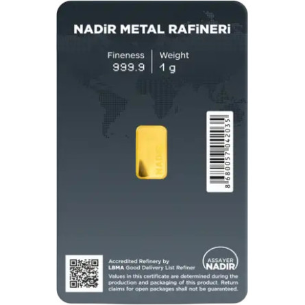 Złota Sztabka Nadir, 1 gram - front