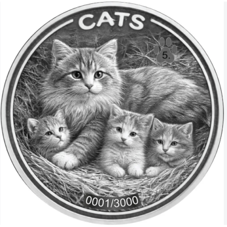 Silbermünze aus Fidschi, „Cats 2026“, 1 Unze, Rückseite Silbermünze aus Fidschi, „Cats 2026“, 1 Unze, Rückseite