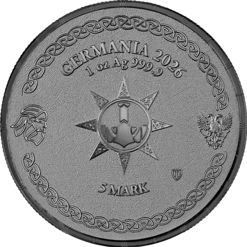 копія срібної монети «Рагнарок: Хеймдалл 2025», 1 унція (Black BU) — реверс
