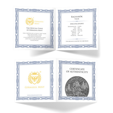 копія срібної монети «Рагнарок: Хеймдалл 2025», 1 унція (Black BU) — сертифікат