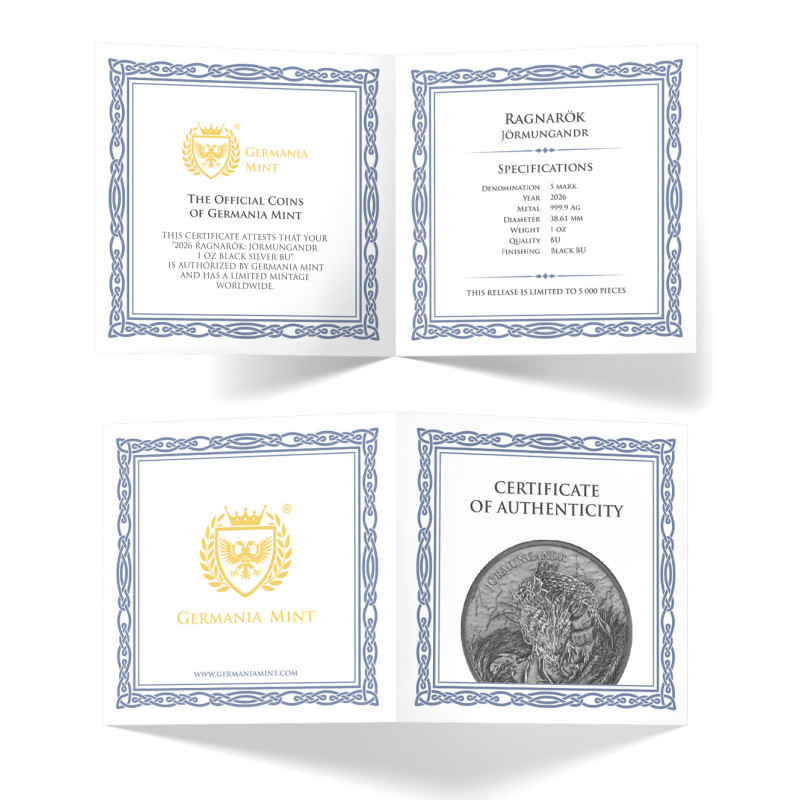 Ragnarök: Jörmungandr 2026 Silver Coin, 1 ounce (Black BU) - certified