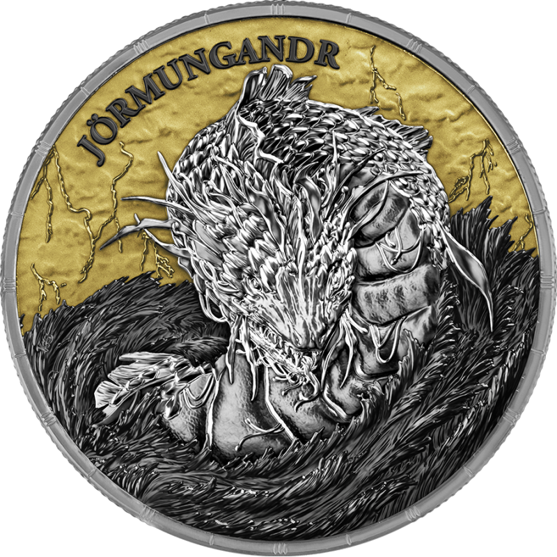 Silbermünze „Ragnarök: Thor & Jörmungandr 2026 Geminus“, 2 × 1 Unze – Vorderseite 1