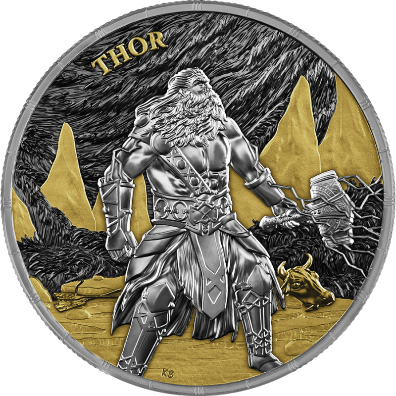 Silbermünze „Ragnarök: Thor & Jörmungandr 2026 Geminus“, 2 × 1 Unze – Vorderseite 2