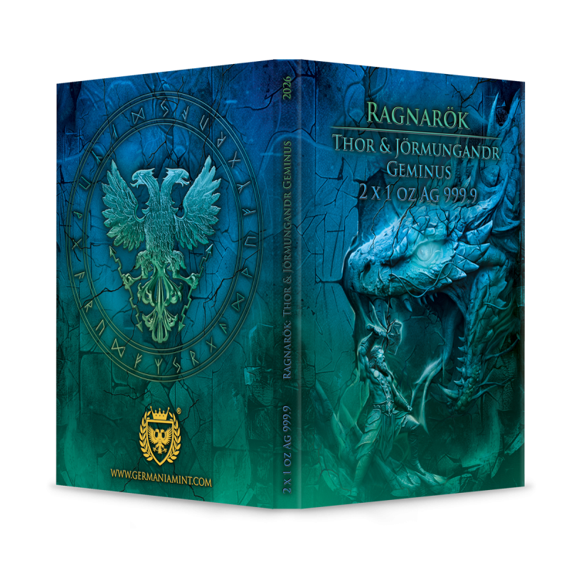 Srebrna Moneta Ragnarök: Thor & Jörmungandr 2026 Geminus, 2x 1 uncja - box 2