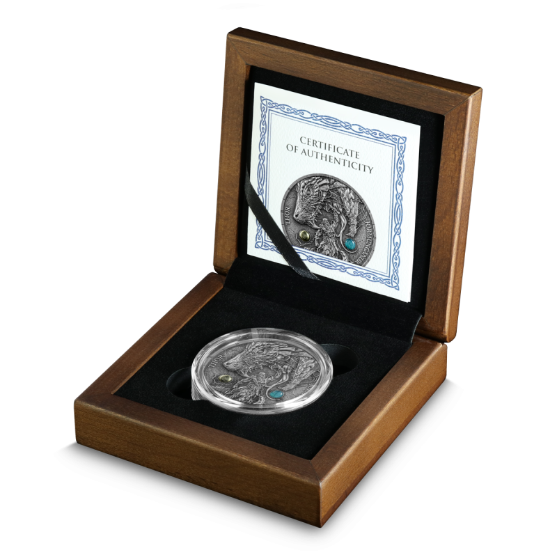 Silbermünze „Ragnarök: Thor & Jörmungandr“ 2026 UHR, 2 Unzen – Box 1 Silbermünze „Ragnarök: Thor & Jörmungandr“ 2026 UHR, 2 Unzen – Box 1