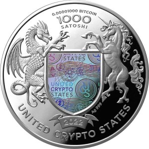 1000 SATOSHI LIBERTY, VEREINIGTE KRYPTO-STAATEN rewers