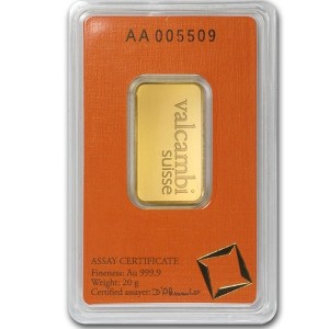 Złota Sztabka Inwestycyjna Valcambi 20g - front
